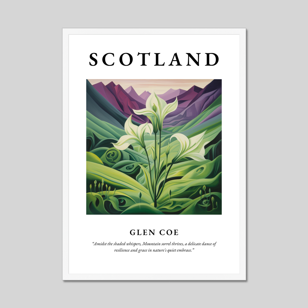 Poster in a white frame with the word Scotland