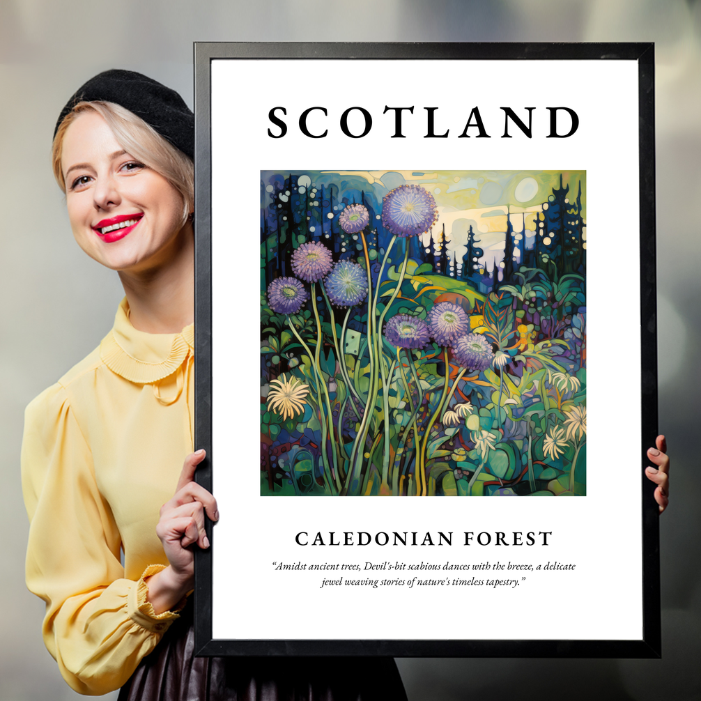 Person holding a poster of Caledonian Forest