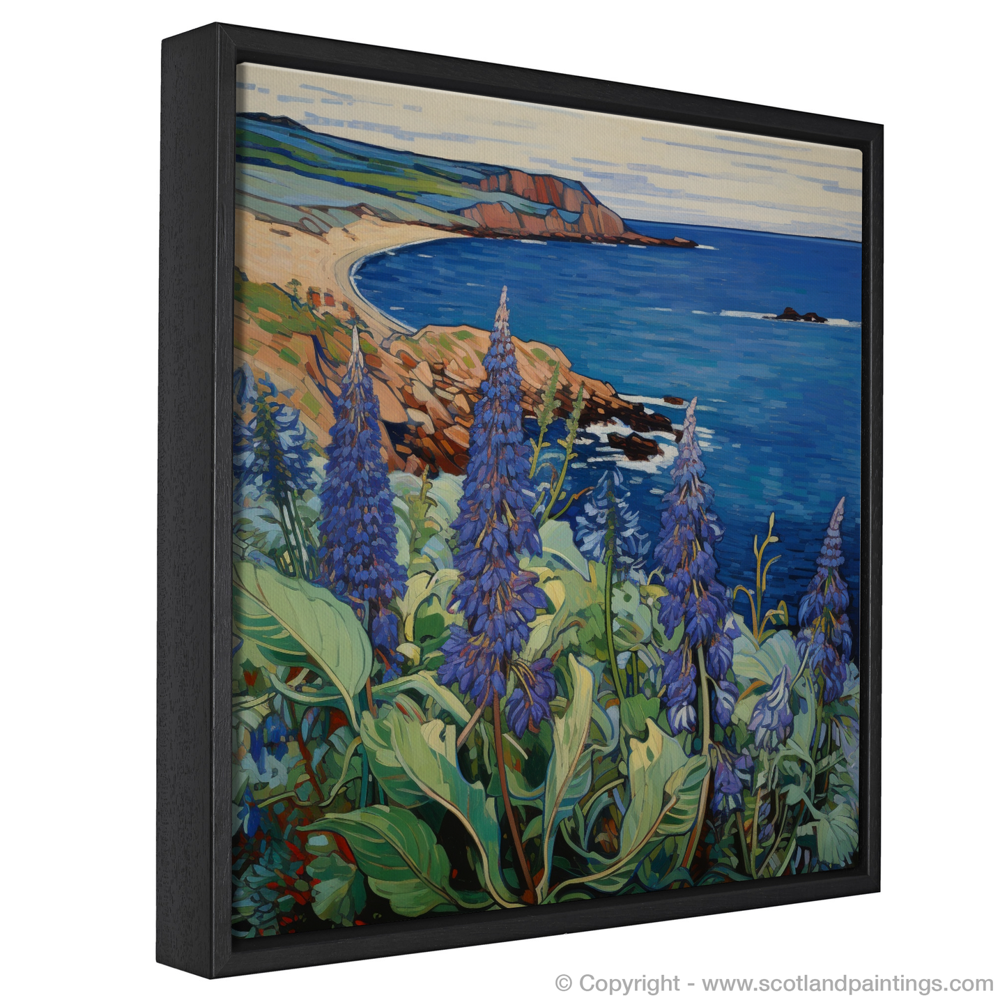 Vibrant Vistas of Viper's Bugloss: An Art Nouveau Tribute to Scotland's Coastal Charm