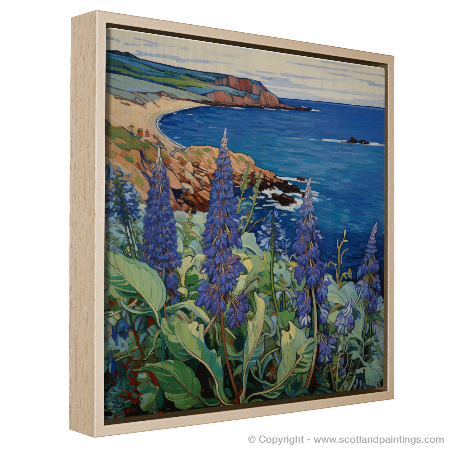 Vibrant Vistas of Viper's Bugloss: An Art Nouveau Tribute to Scotland's Coastal Charm