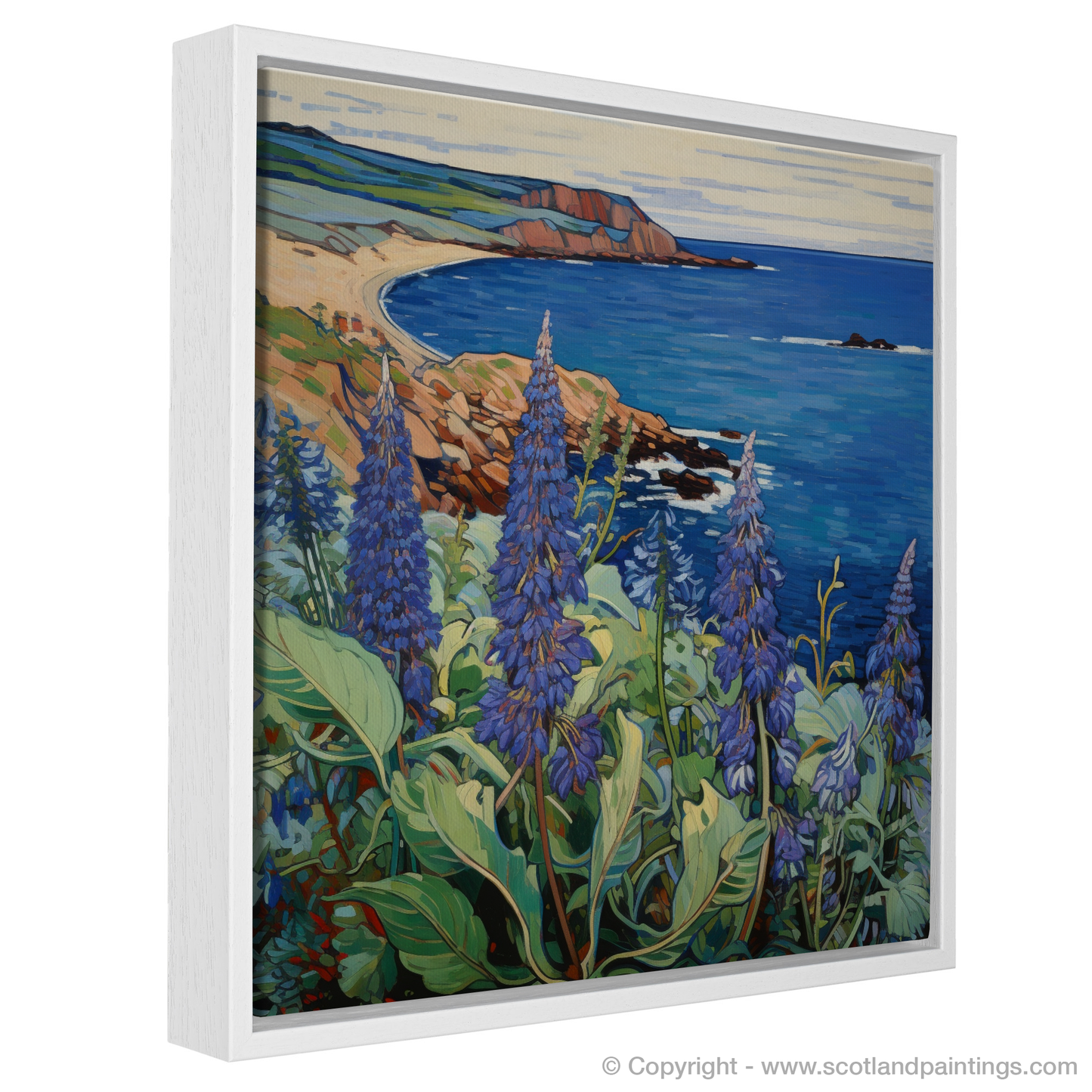 Vibrant Vistas of Viper's Bugloss: An Art Nouveau Tribute to Scotland's Coastal Charm