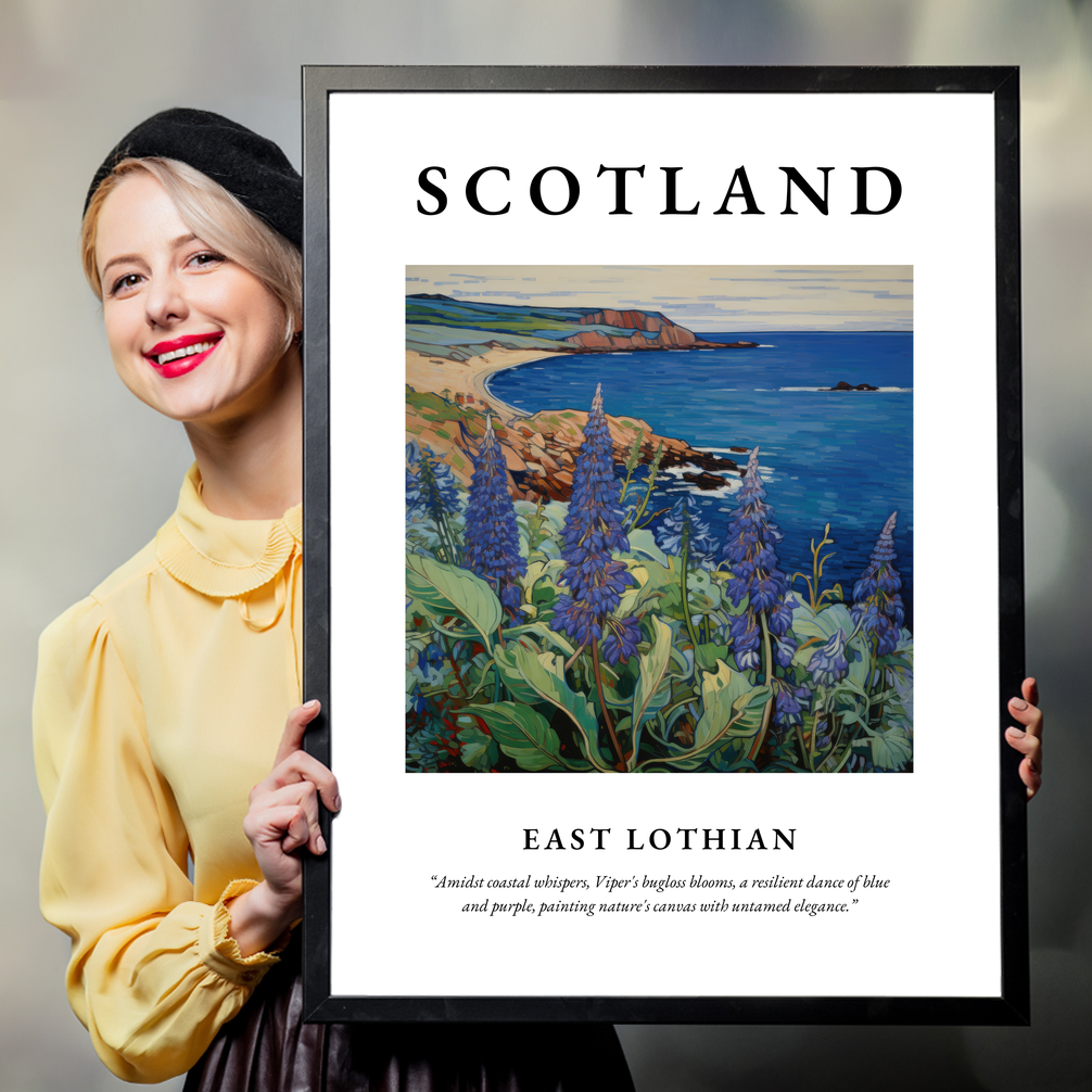 Person holding a poster of East Lothian