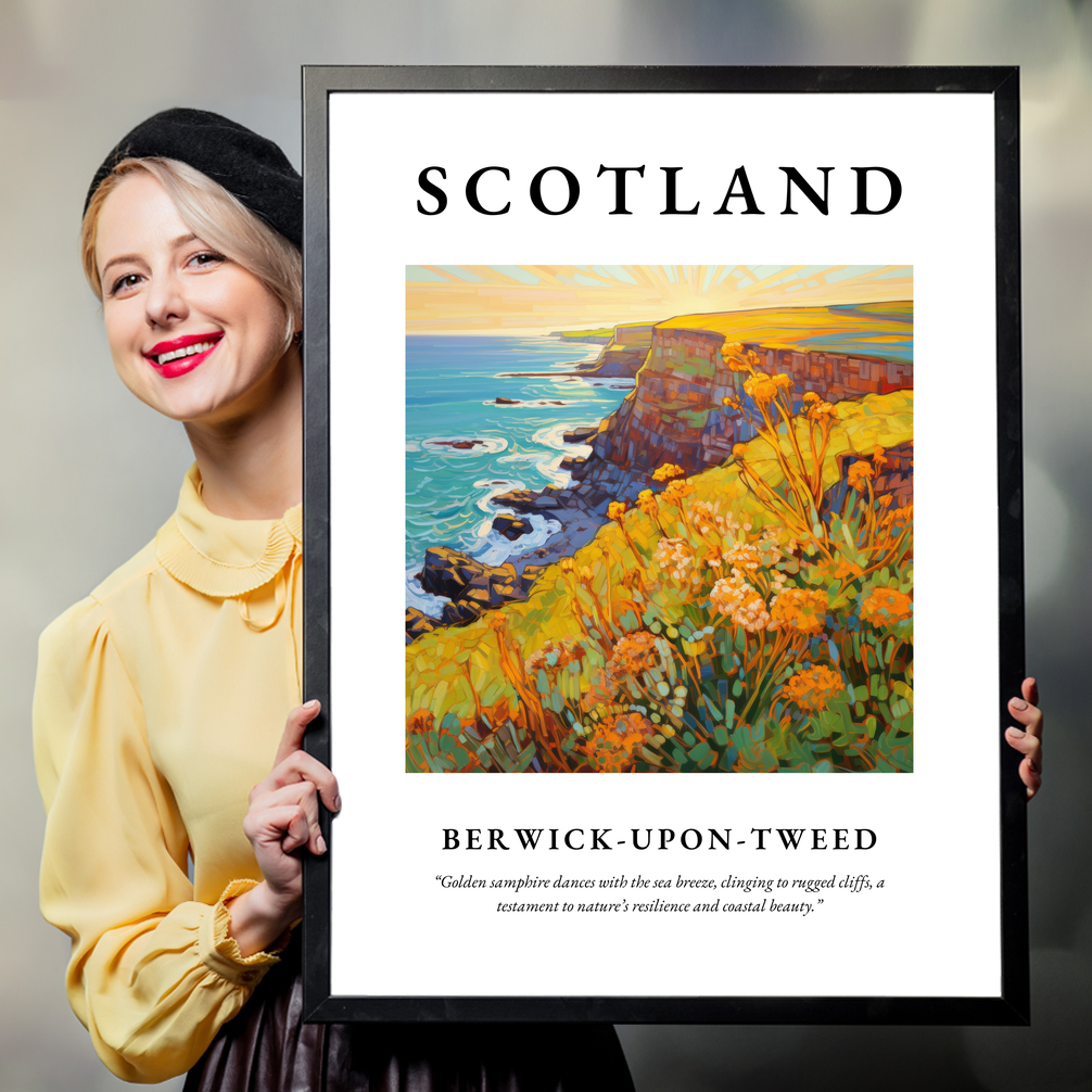 Person holding a poster of Berwick-upon-Tweed