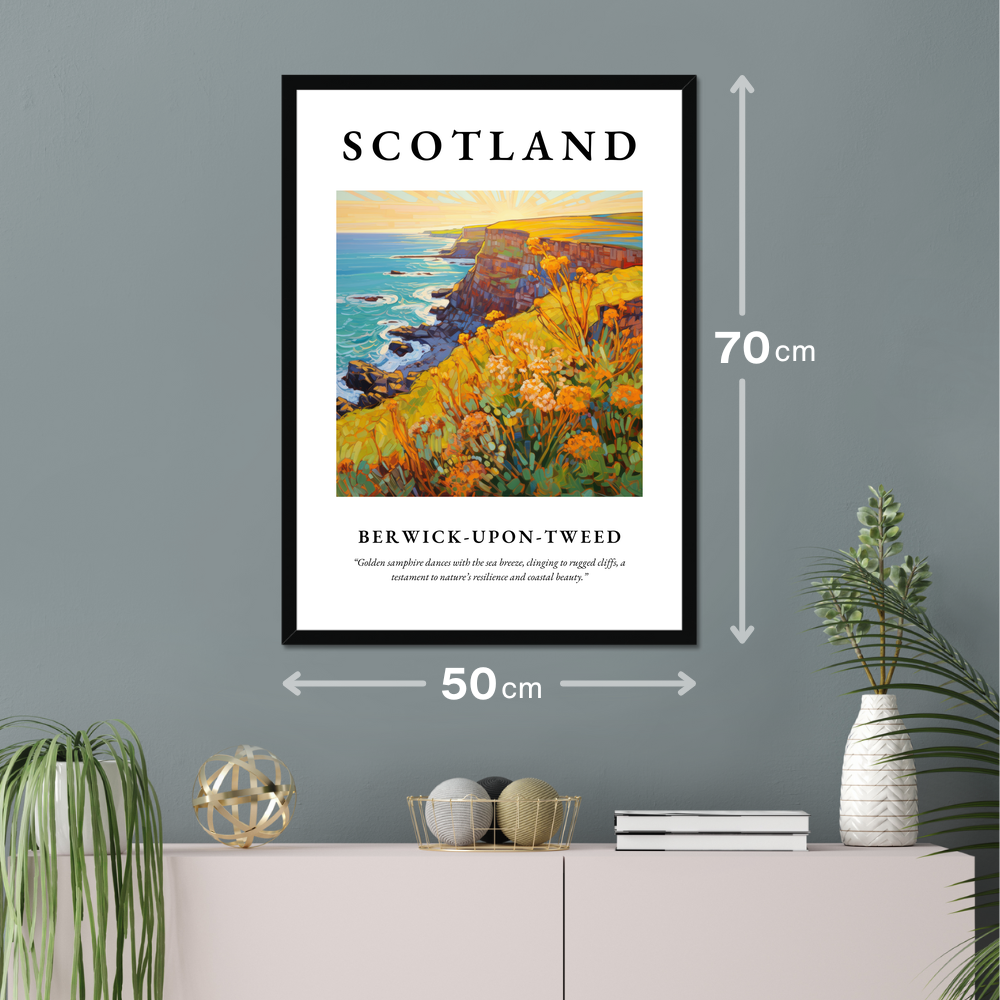 Poster of Berwick-upon-Tweed hanging on a wall