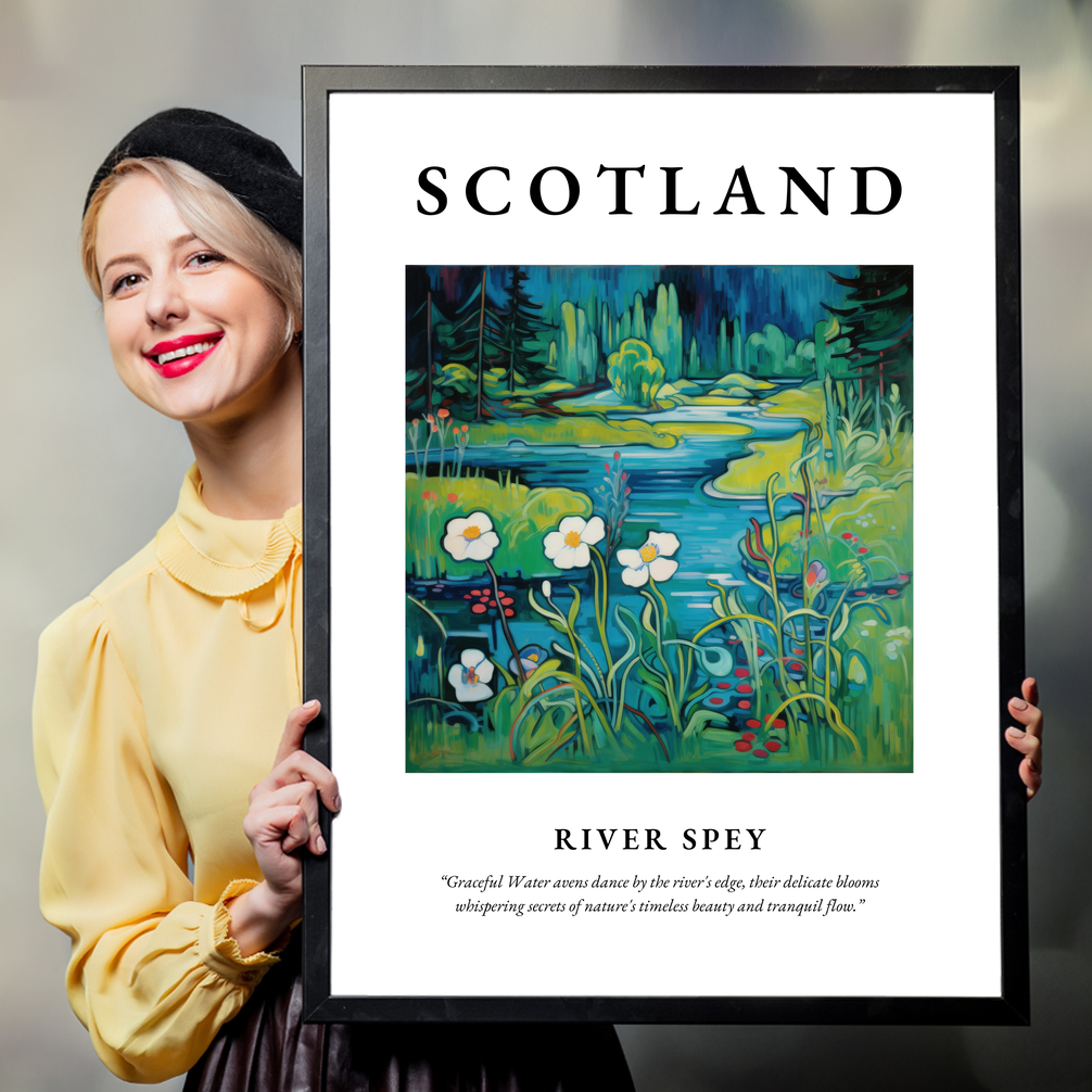 Person holding a poster of River Spey