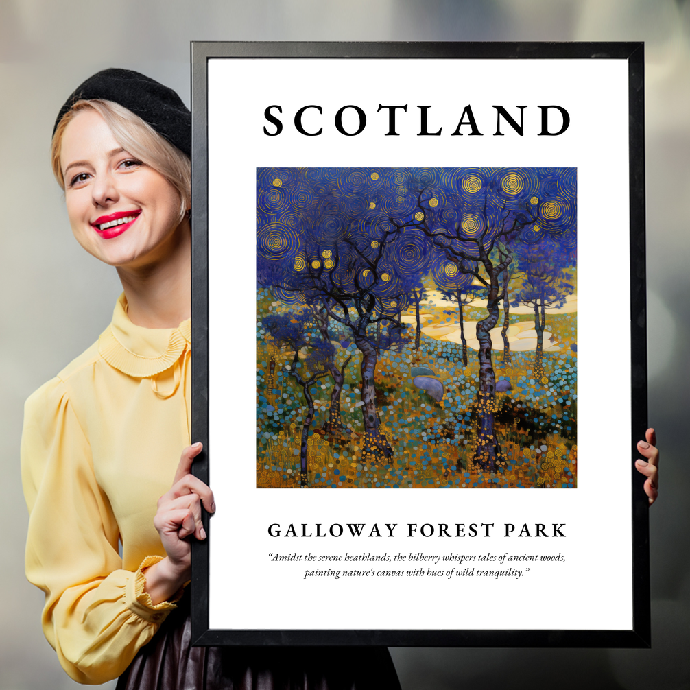 Person holding a poster of Galloway Forest Park