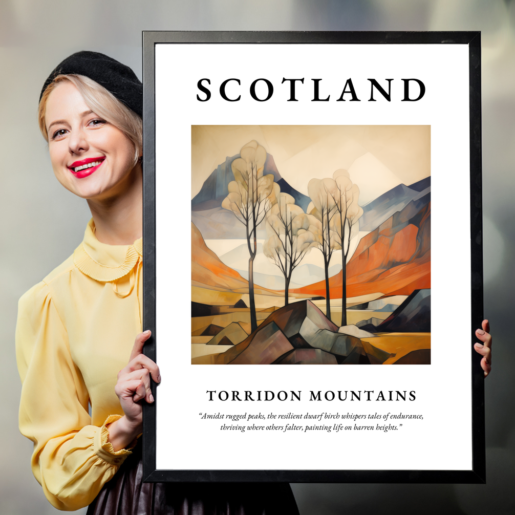 Person holding a poster of Torridon Mountains