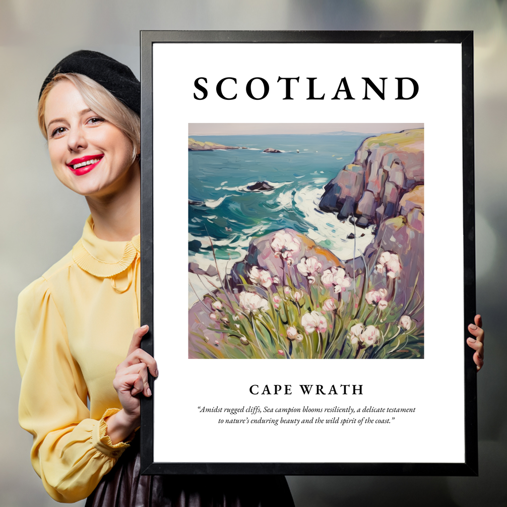 Person holding a poster of Cape Wrath