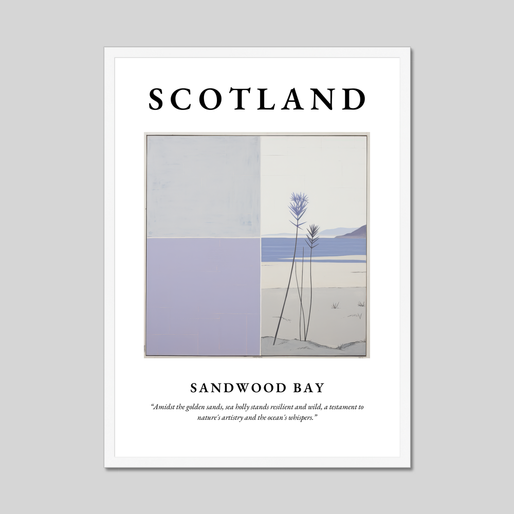 Poster in a white frame with the word Scotland