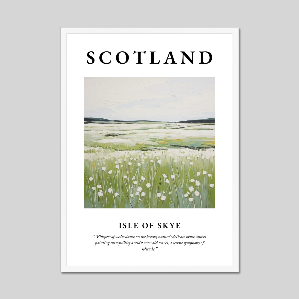 Poster in a white frame with the word Scotland