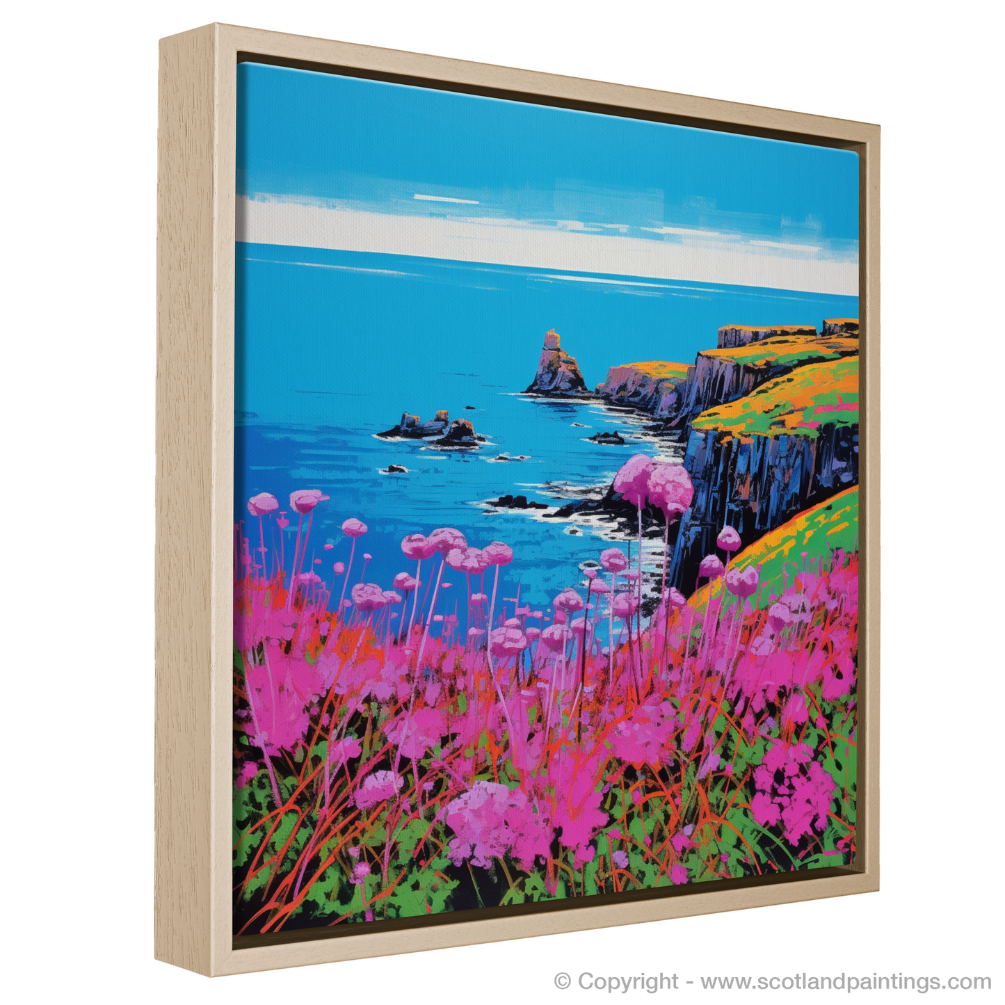 Vivid Blooms on the Cliffs of St Abbs Head: A Pop Art Tribute to Scottish Flora