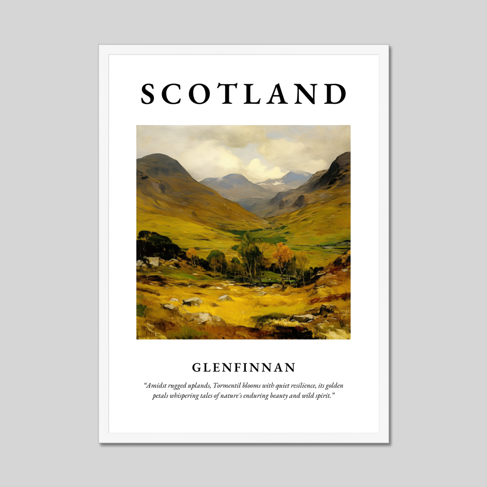 Poster in a white frame with the word Scotland