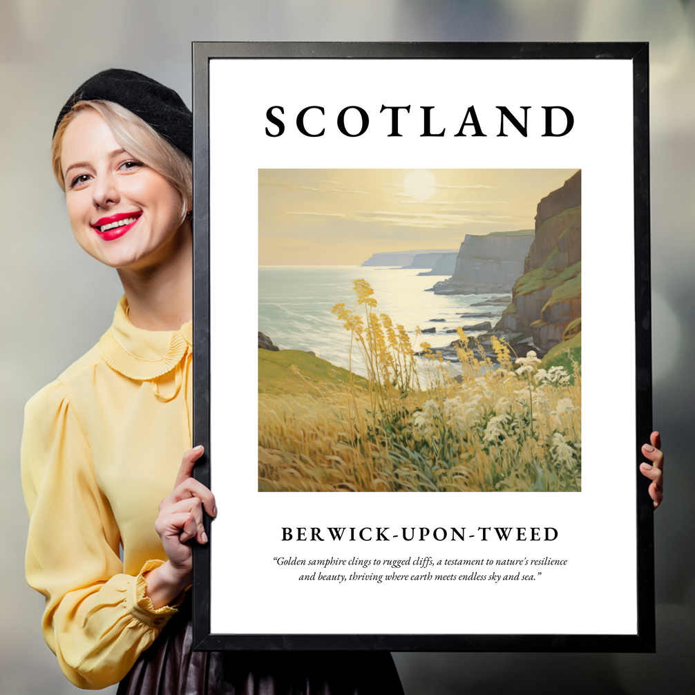 Person holding a poster of Berwick-upon-Tweed