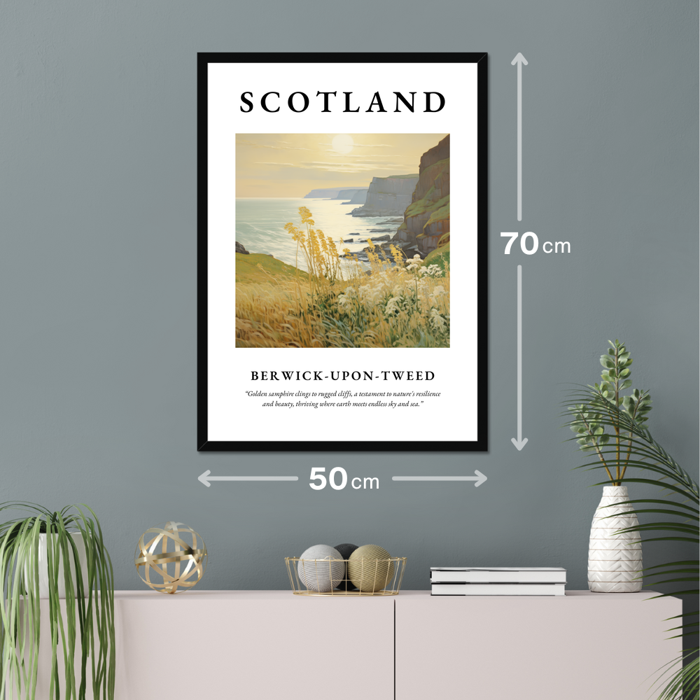 Poster of Berwick-upon-Tweed hanging on a wall