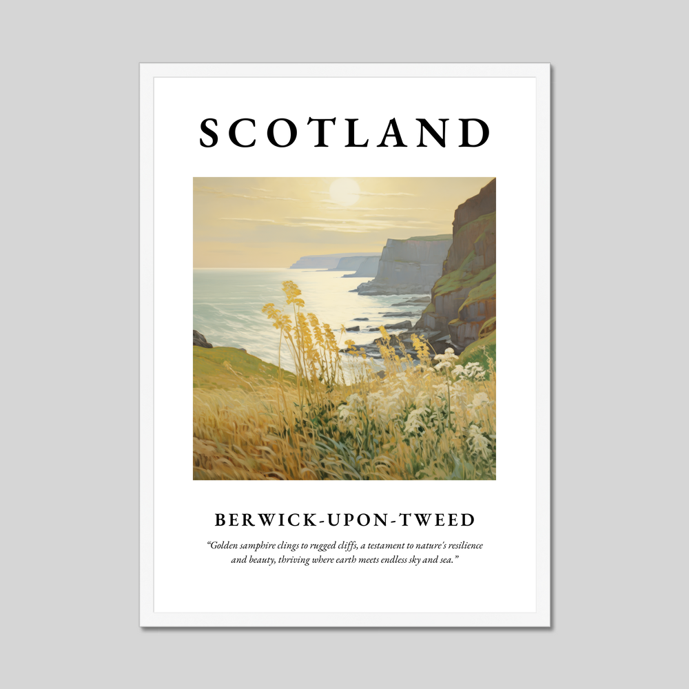 Poster in a white frame with the word Scotland