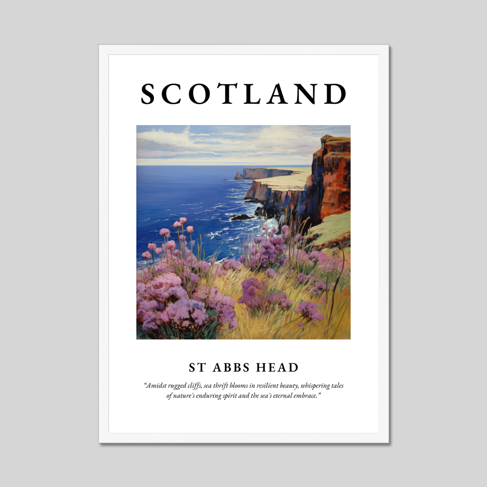 Poster in a white frame with the word Scotland