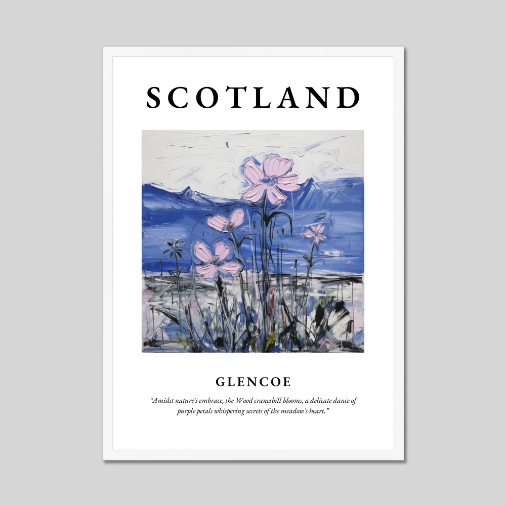 Poster in a white frame with the word Scotland