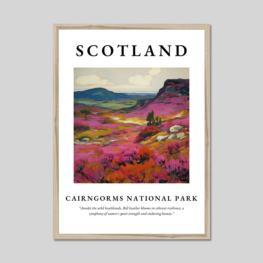 Poster in a natural frame with the word Scotland