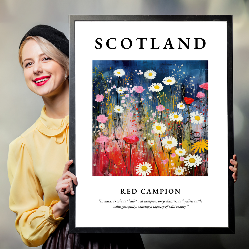 Person holding a poster of Red campion