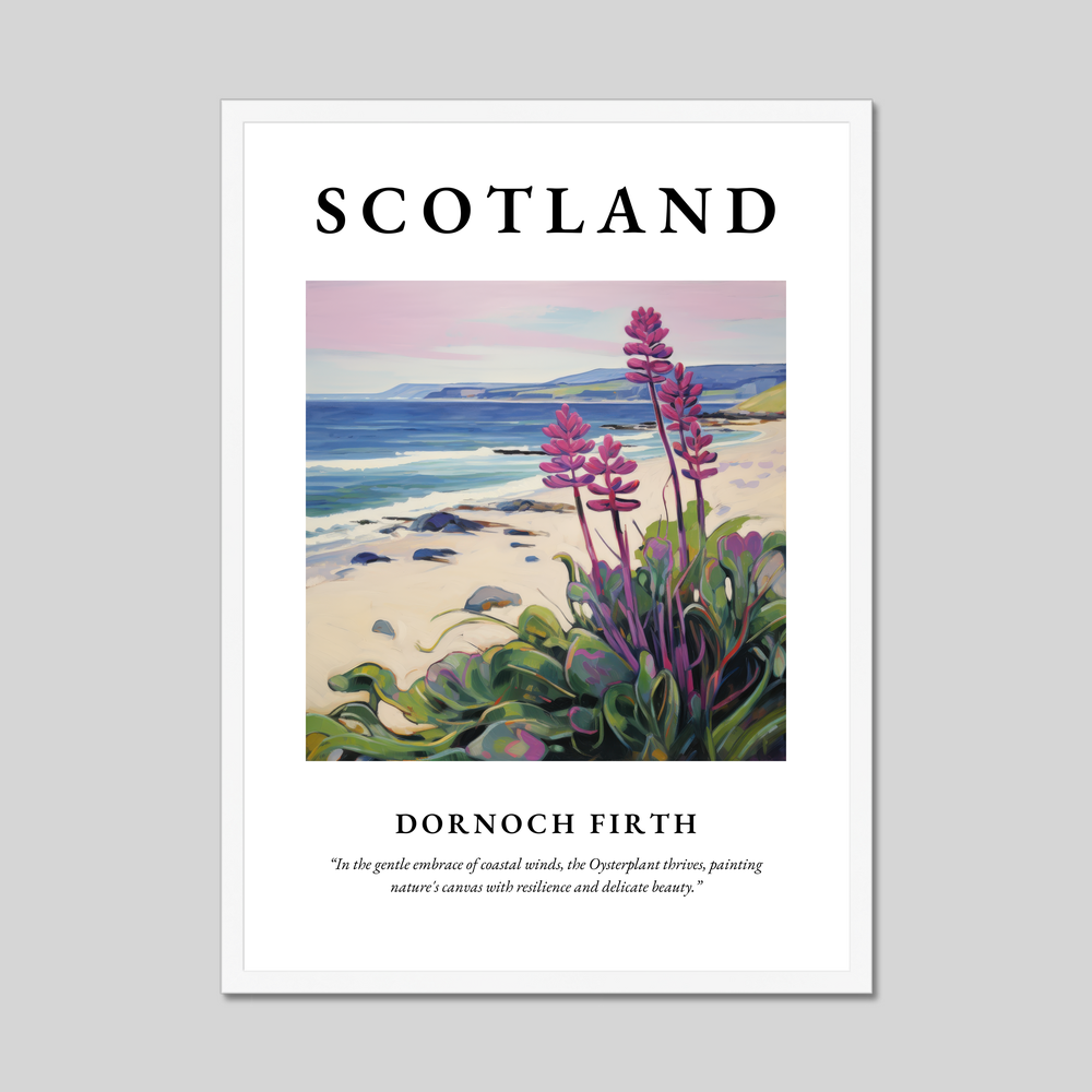 Poster in a white frame with the word Scotland