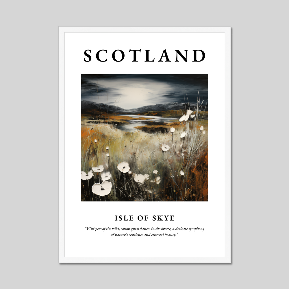 Poster in a white frame with the word Scotland