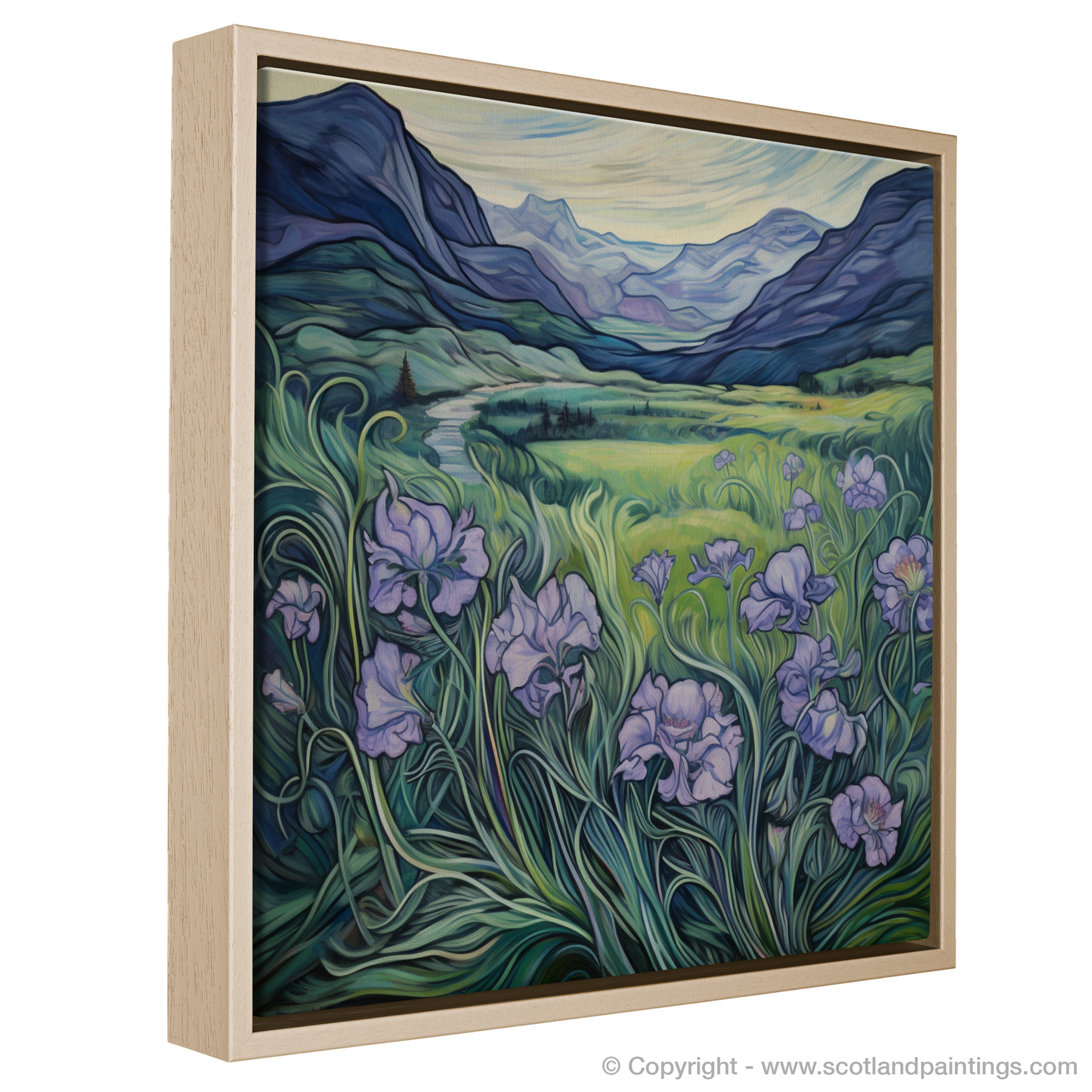 Enchanted Meadows of Glencoe: A Dance of Wood Cranesbill and Art Nouveau