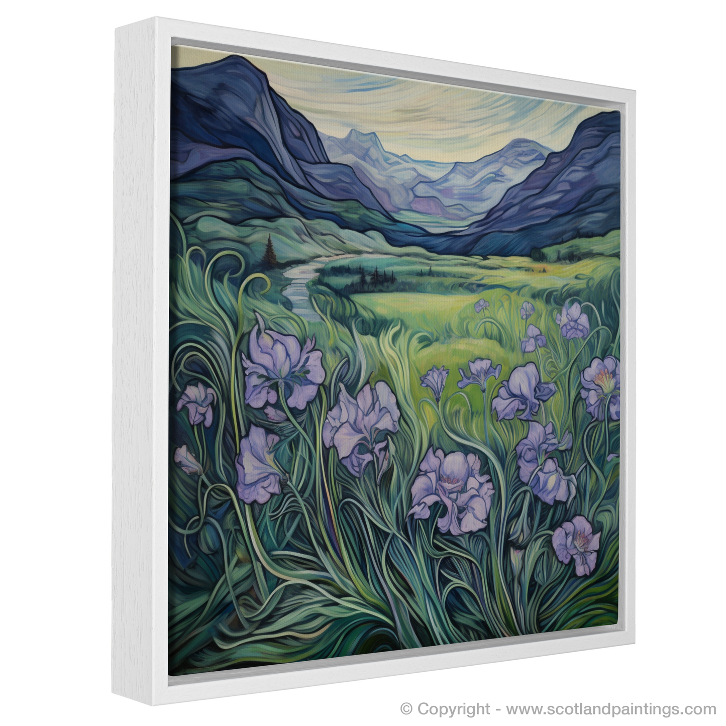 Enchanted Meadows of Glencoe: A Dance of Wood Cranesbill and Art Nouveau