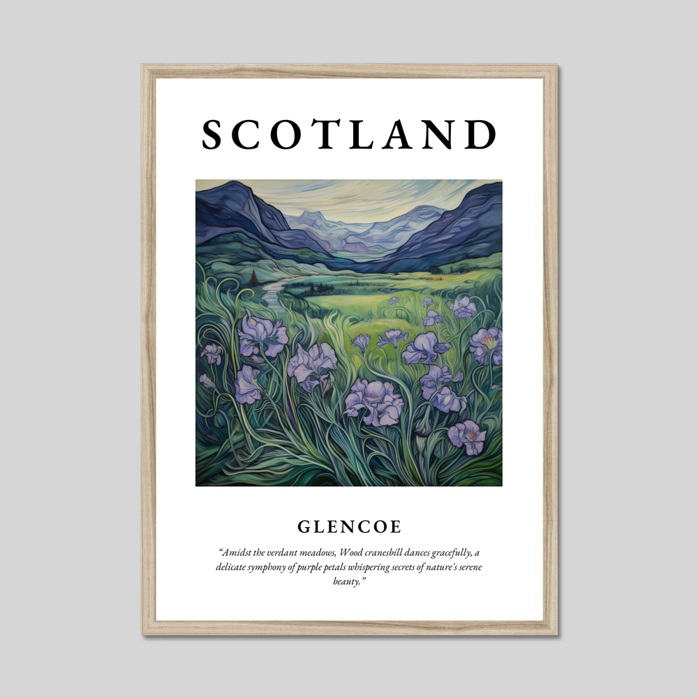 Poster in a natural frame with the word Scotland