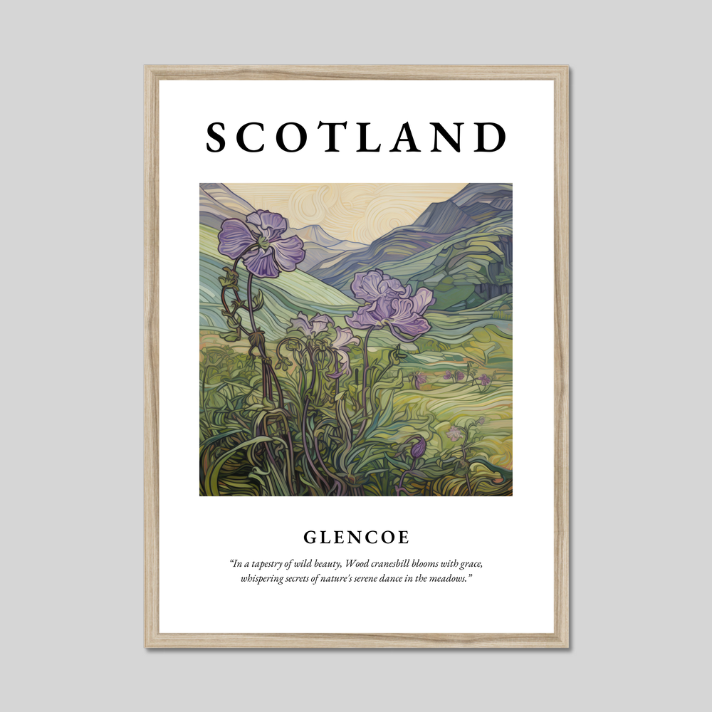 Poster in a natural frame with the word Scotland