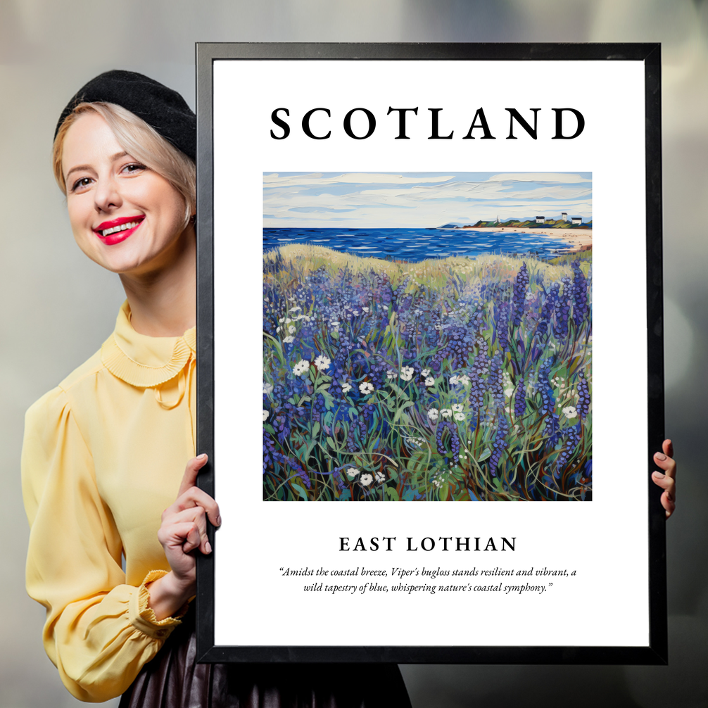 Person holding a poster of East Lothian