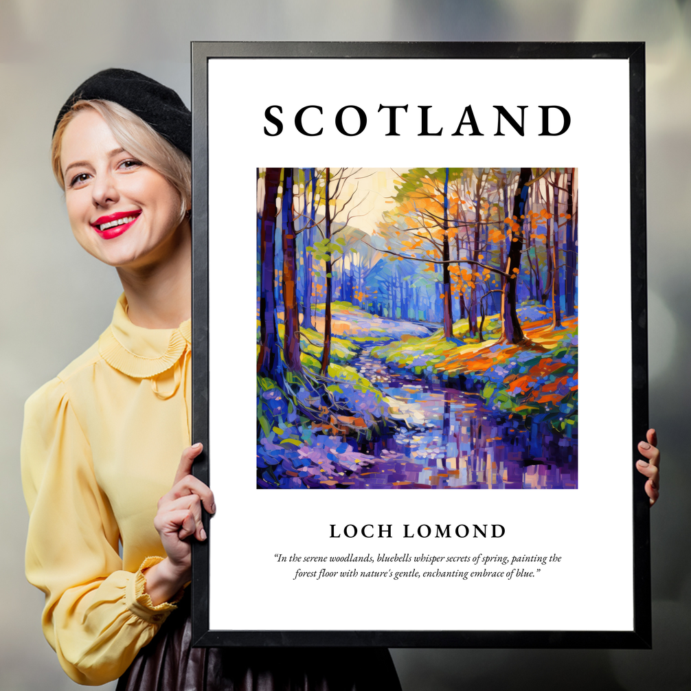 Person holding a poster of Loch Lomond