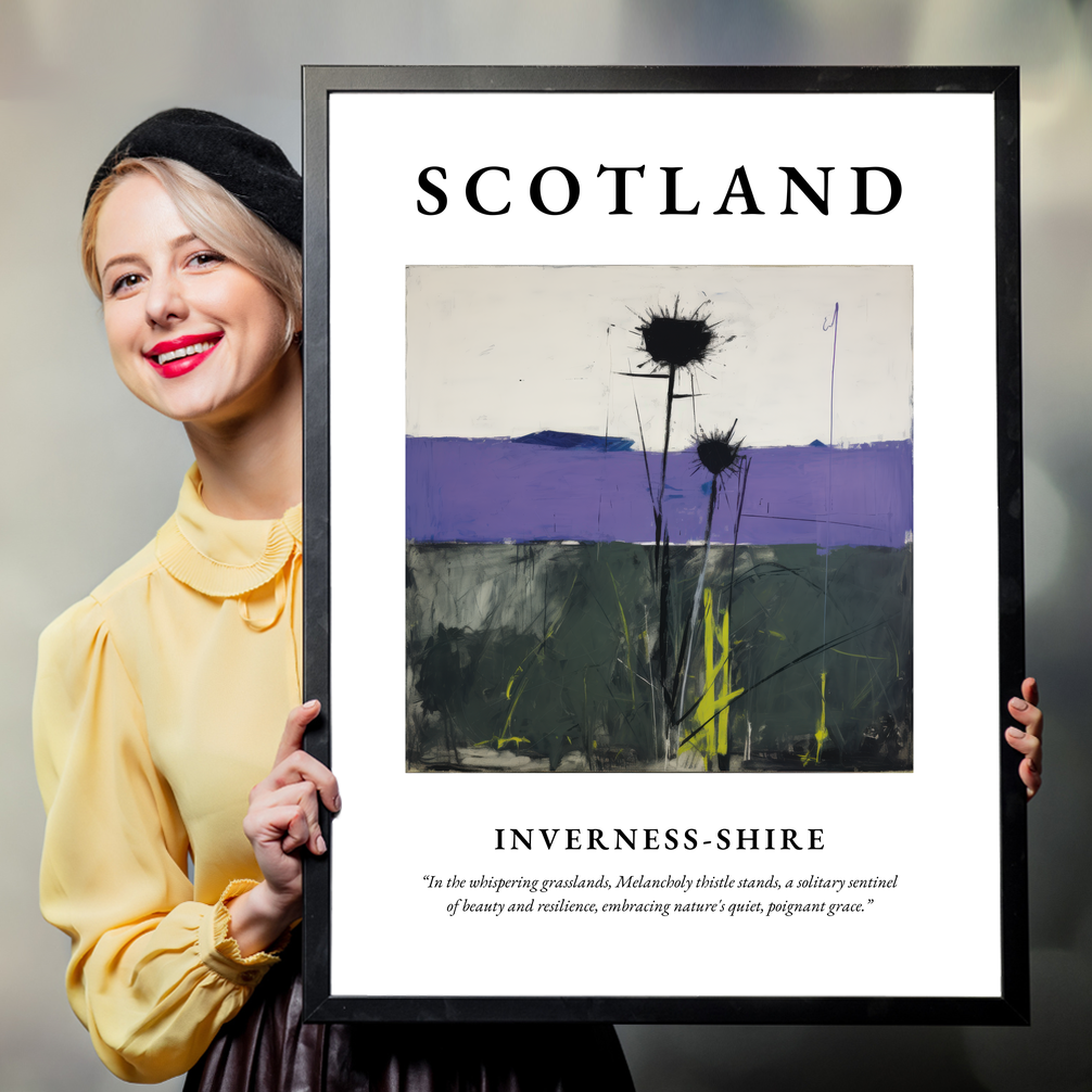 Person holding a poster of Inverness-shire