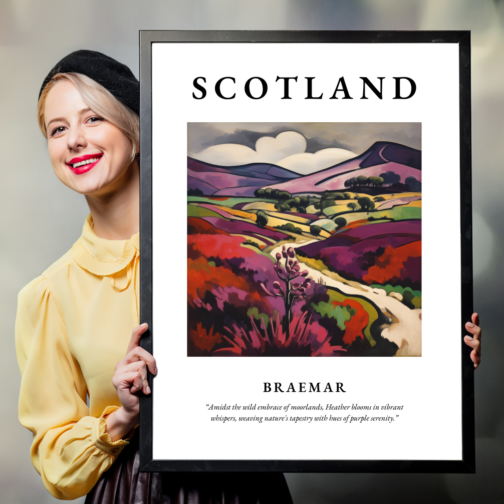 Person holding a poster of Braemar