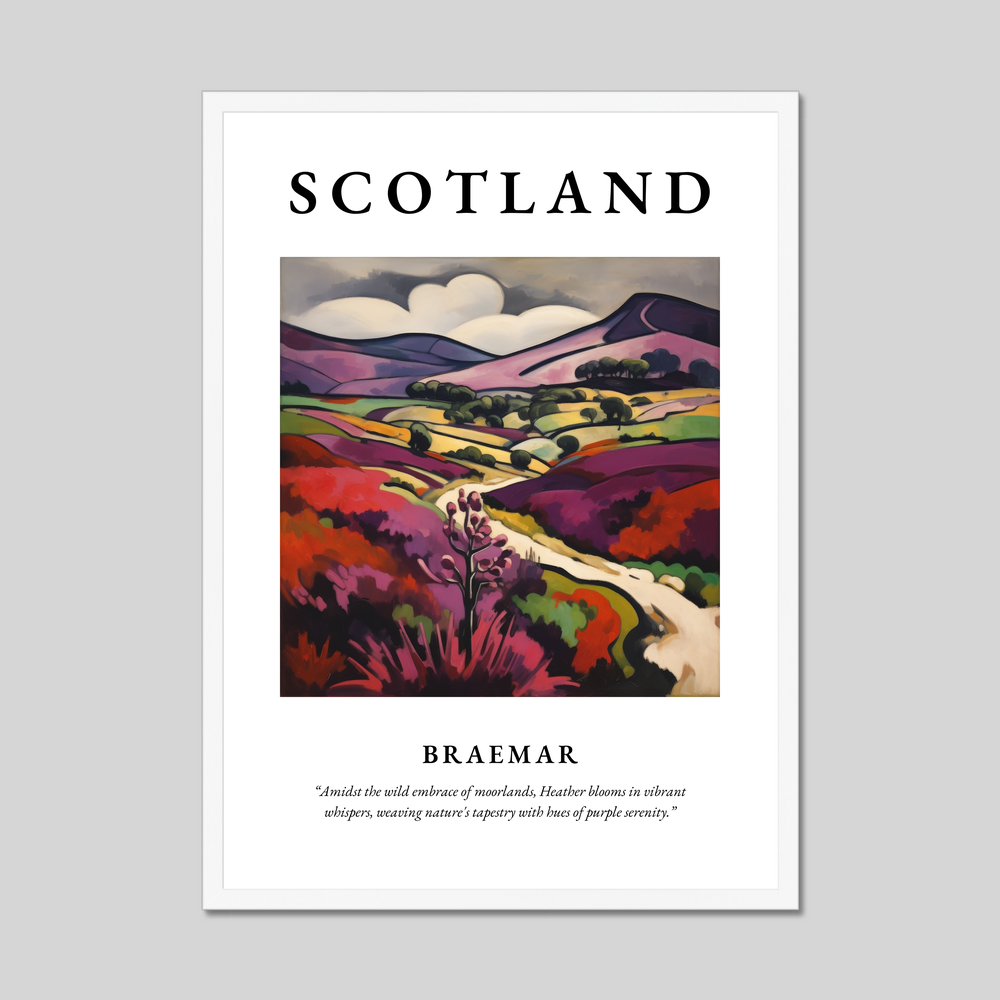 Poster in a white frame with the word Scotland