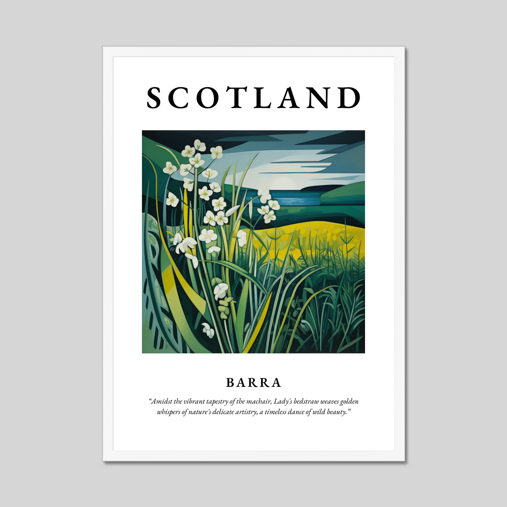 Poster in a white frame with the word Scotland