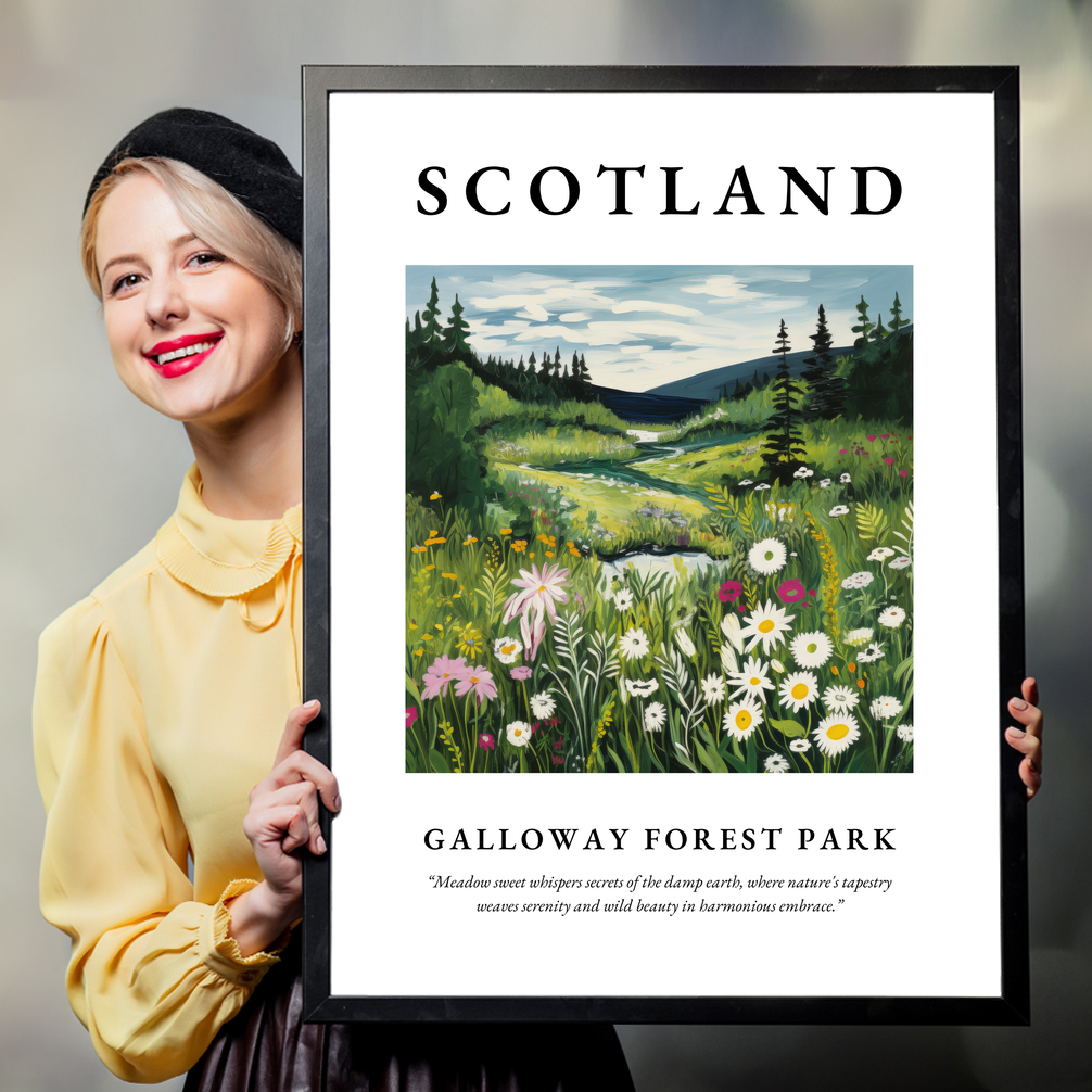 Person holding a poster of Galloway Forest Park