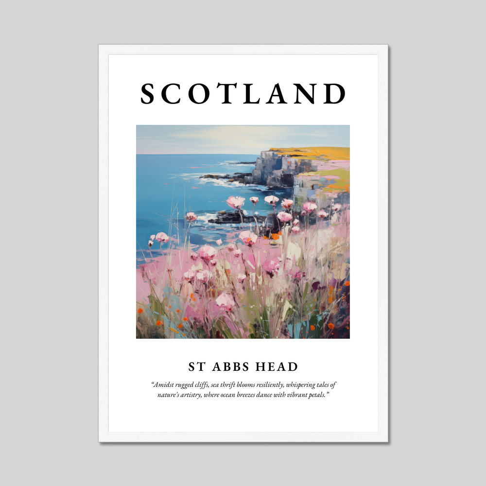 Poster in a white frame with the word Scotland