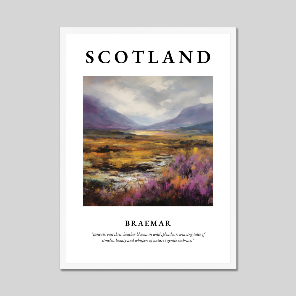 Poster in a white frame with the word Scotland