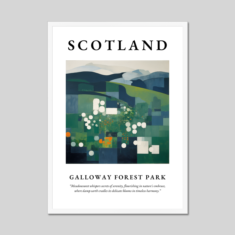 Poster in a white frame with the word Scotland