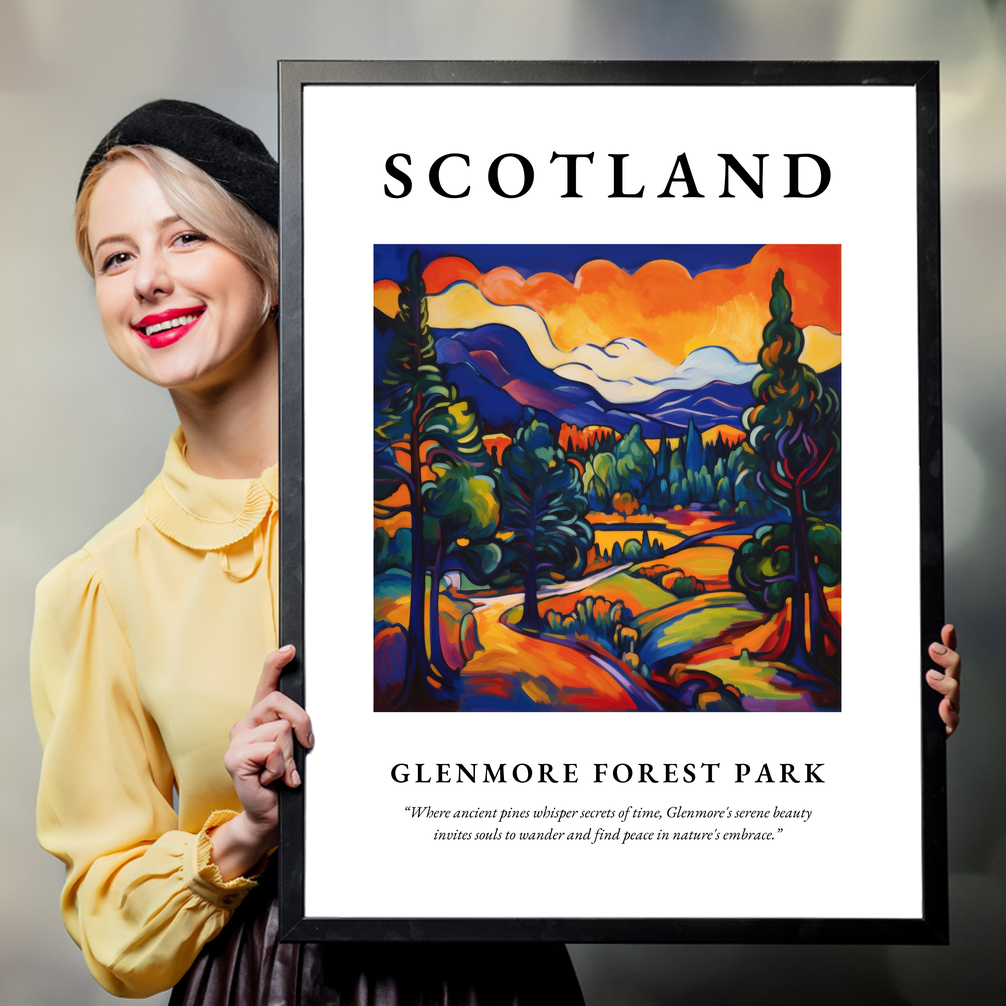 Person holding a poster of Glenmore Forest Park