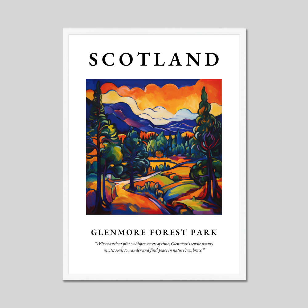 Poster in a white frame with the word Scotland