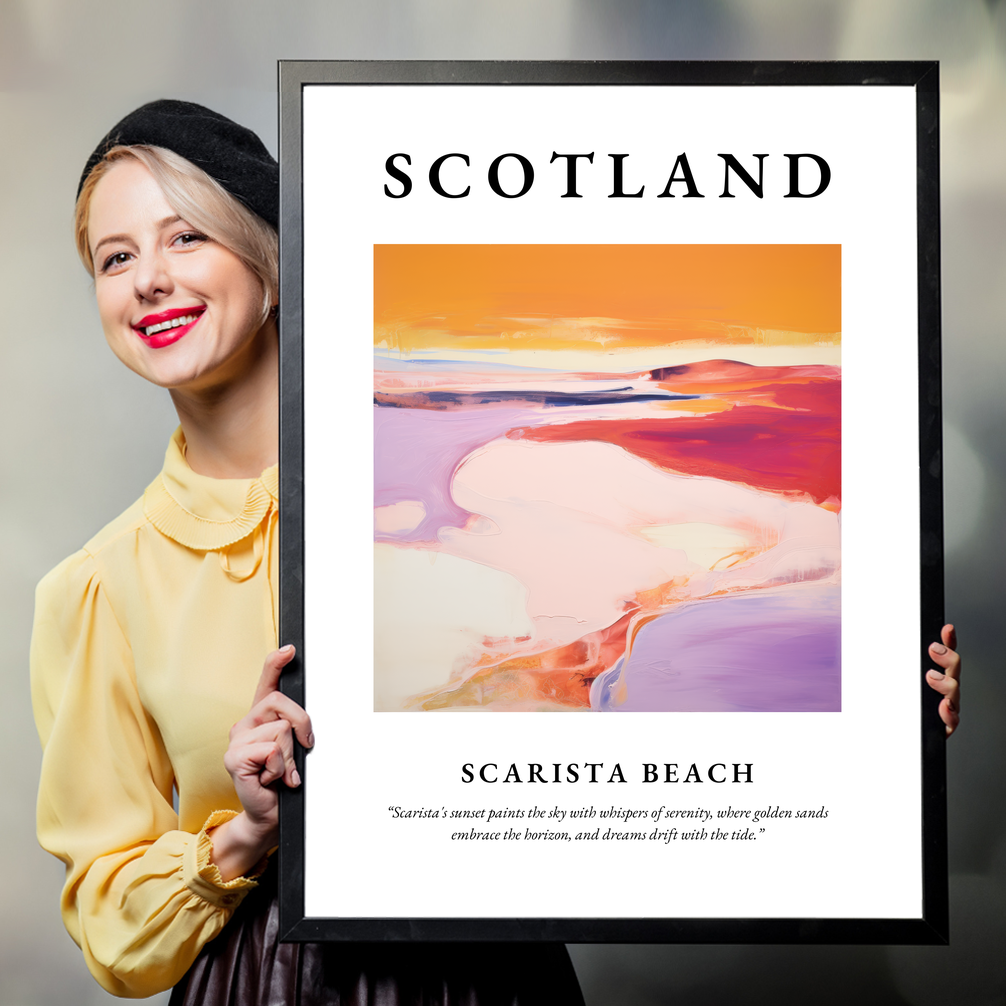 Person holding a poster of Scarista Beach