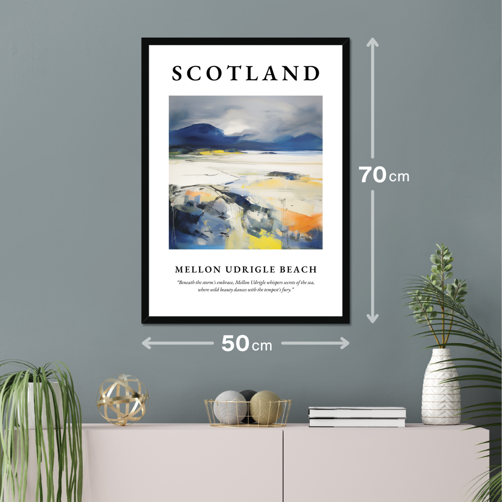 Poster of Mellon Udrigle Beach hanging on a wall