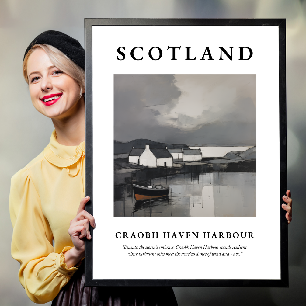 Person holding a poster of Craobh Haven Harbour