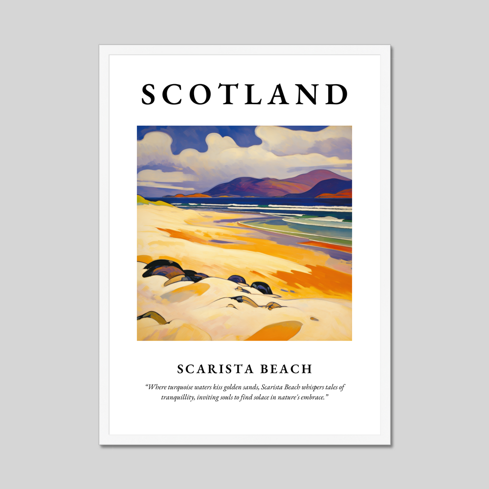 Poster in a white frame with the word Scotland