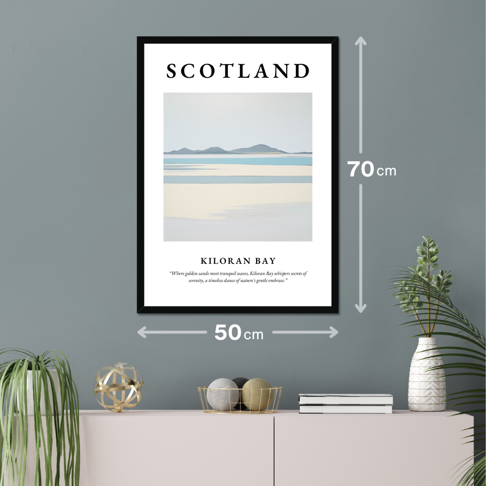 Poster of Kiloran Bay hanging on a wall