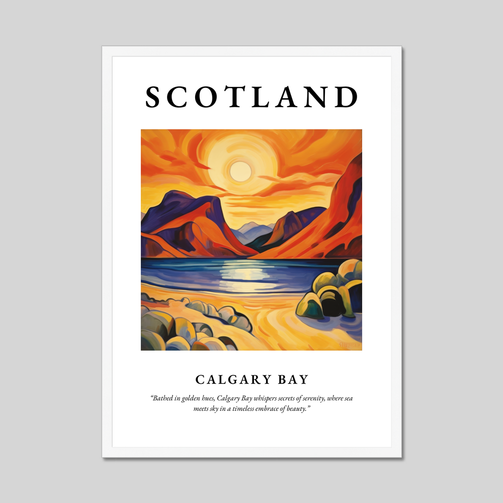 Poster in a white frame with the word Scotland