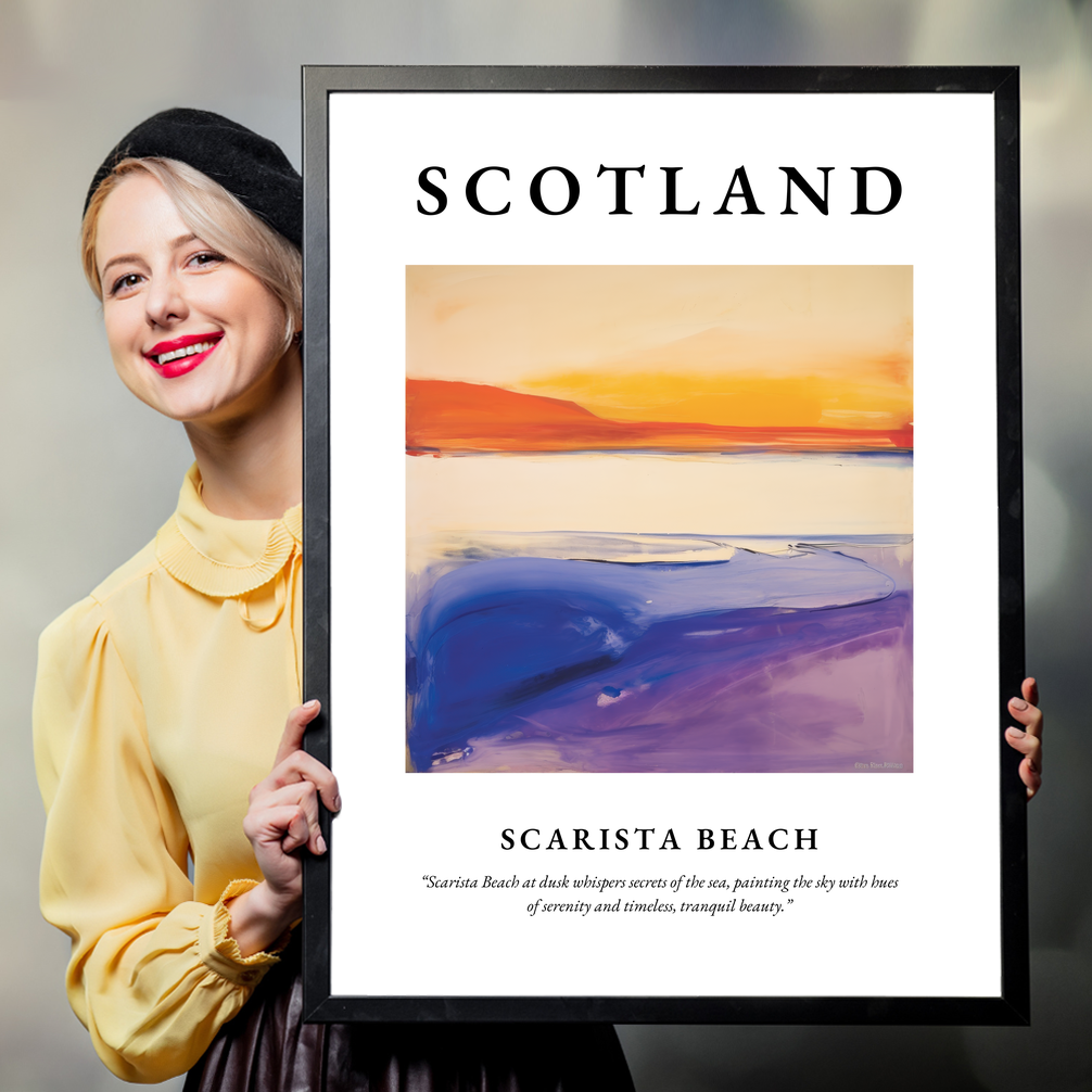 Person holding a poster of Scarista Beach