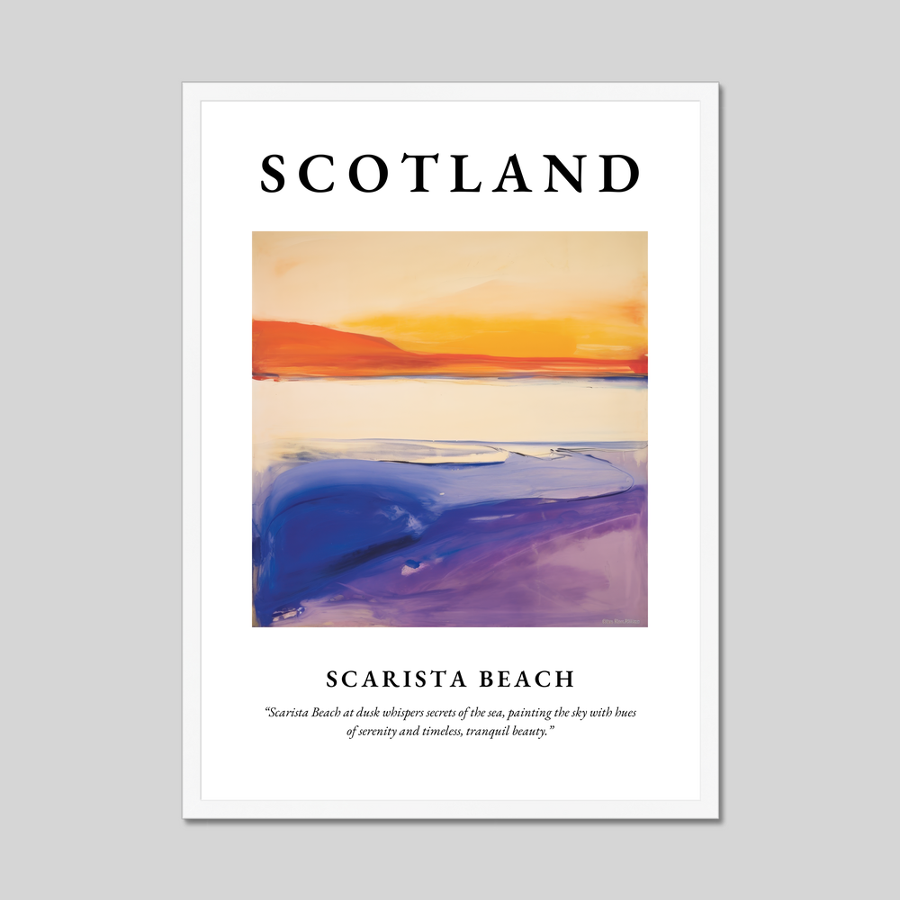 Poster in a white frame with the word Scotland