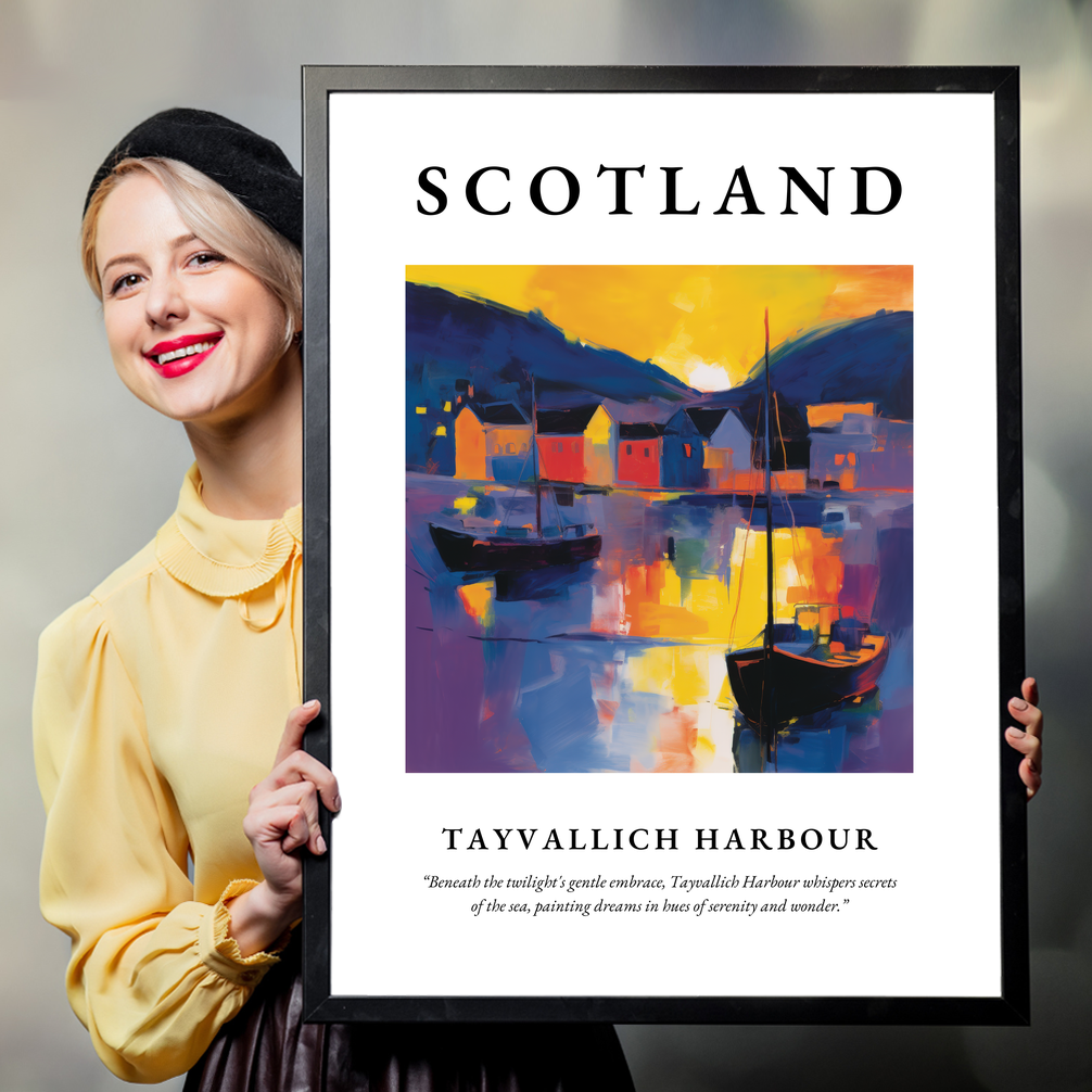 Person holding a poster of Tayvallich Harbour